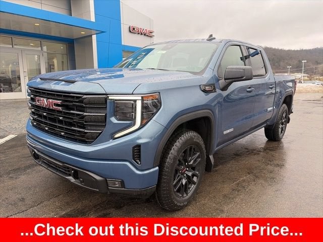 2026 GMC Sierra 1500 Elevation in Downpour Metallic — front three-quarter view