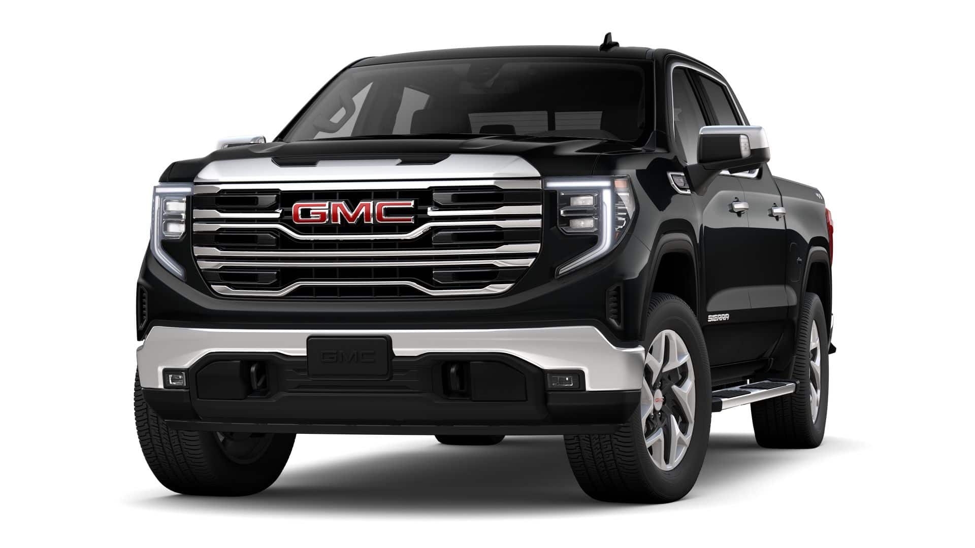 2026 GMC Sierra 1500 SLT in Onyx Black — front three-quarter view