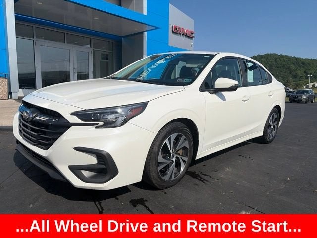 2023 Subaru Legacy Premium in Crystal White Pea — front three-quarter view
