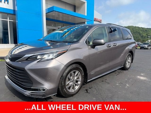 2021 Toyota Sienna XLE in Predawn Gray Mica — front three-quarter view